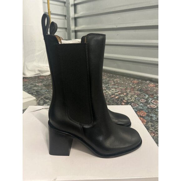 & OTHER STORIES Heeled Square Toe Chelsea Boots Black Womens Size US 5 - Picture 5 of 9